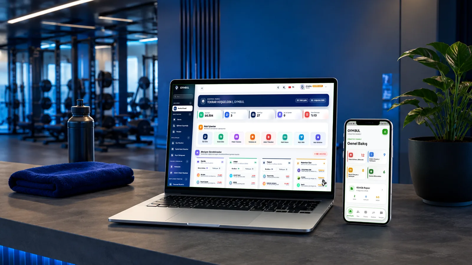GYMBUL günlük yönetim paneli ve operasyon ekranı